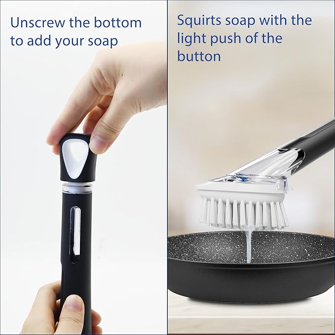 RIMAY Soap Dispensing Dish Brush, Dish Scrubber