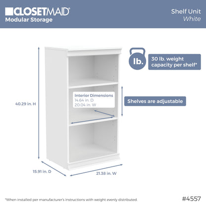 ClosetMaid Modular Storage 21.38-inch W 3-Shelf 4-Drawer Tower Wood Closet System, White