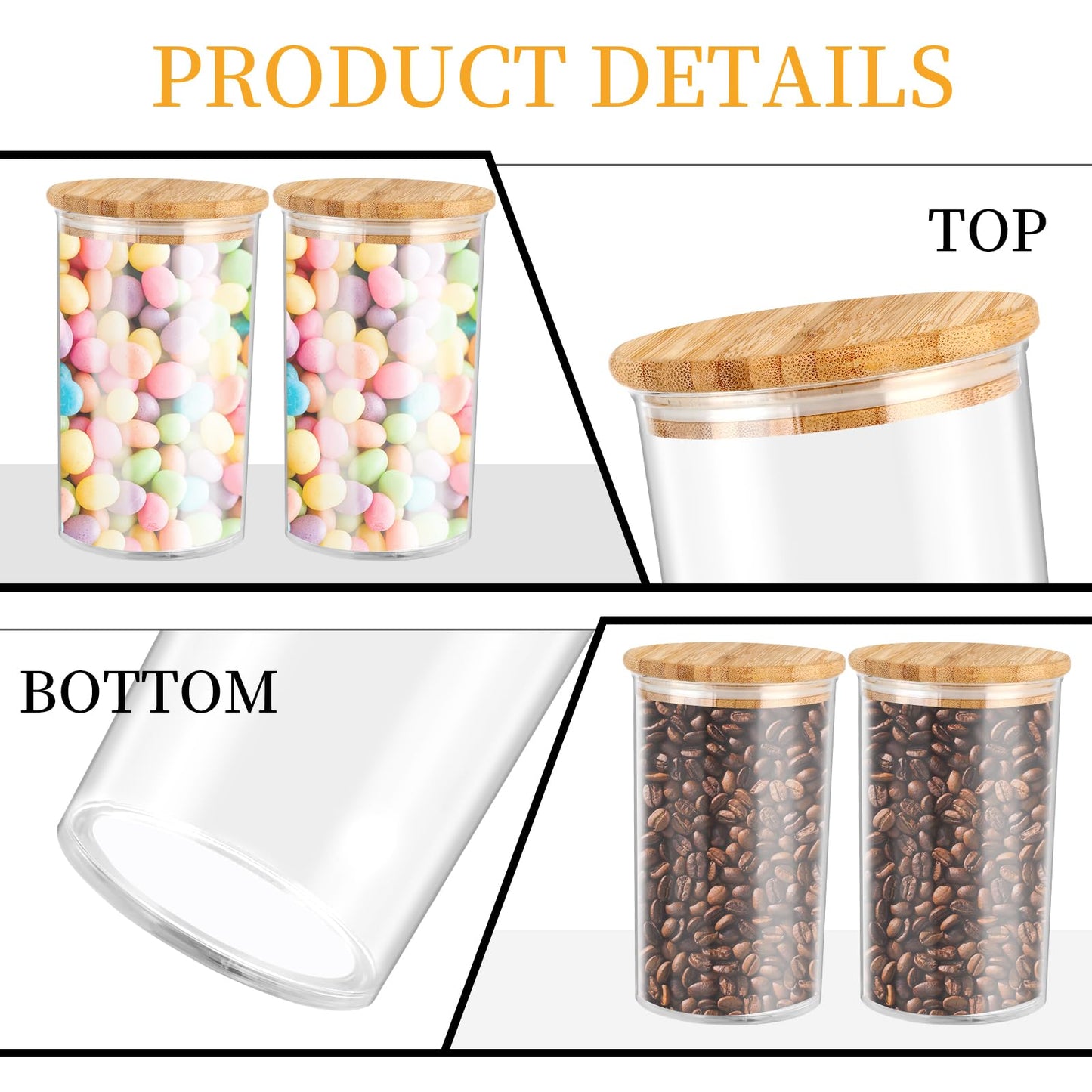 42oz Acrylic Bath Salt Jar with Wooden Scoop Flour Containers with Lids Airtight Epsome Salt Bath for Bathroom Kitchen（Hold 42 Ounces of Bath Salt）
