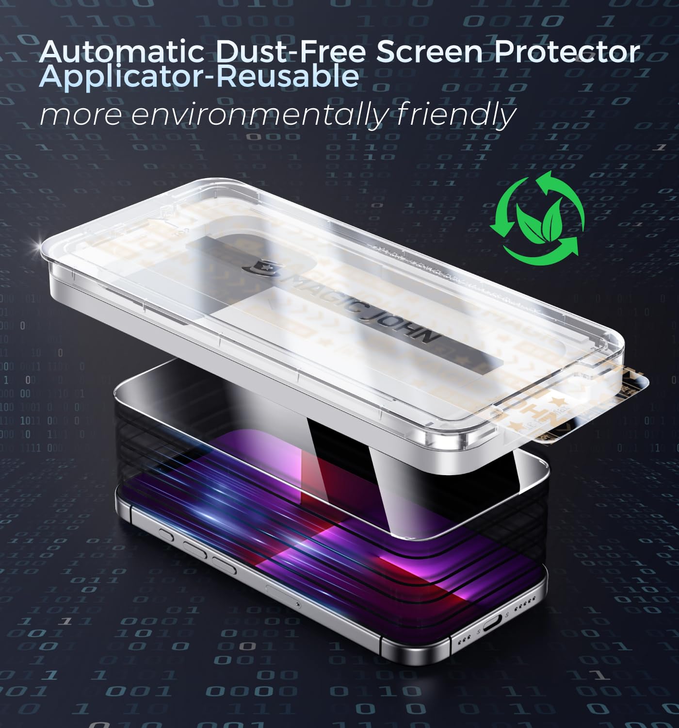 MAGIC JOHN 3rd Gen Upgraded for iPhone 16ProMax Privacy Screen Protector 6.9 Inch,25°Anti-Spy Screen,Shockproof Tempered Glass,Auto Dust-Removal,Bubble Free,Easy Installation,2 Pack