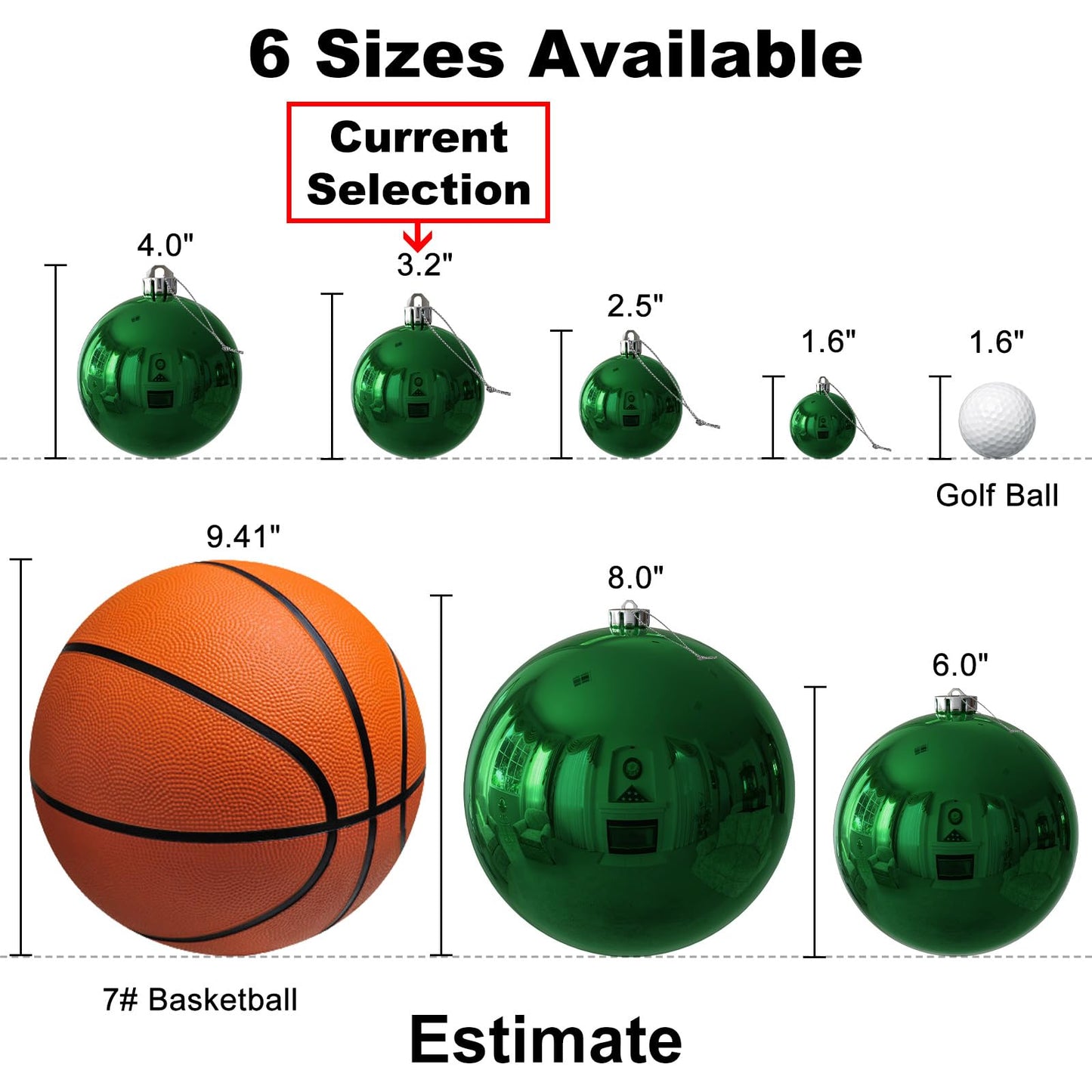 Emerald Green 3.2" Large Christmas Balls - Christmas Tree Decoration Ornaments Shatterproof Hanging Balls for Birthday St. Patrick's Day Easter Mardi Gras Holiday Wedding Decorations Set of 18pcs