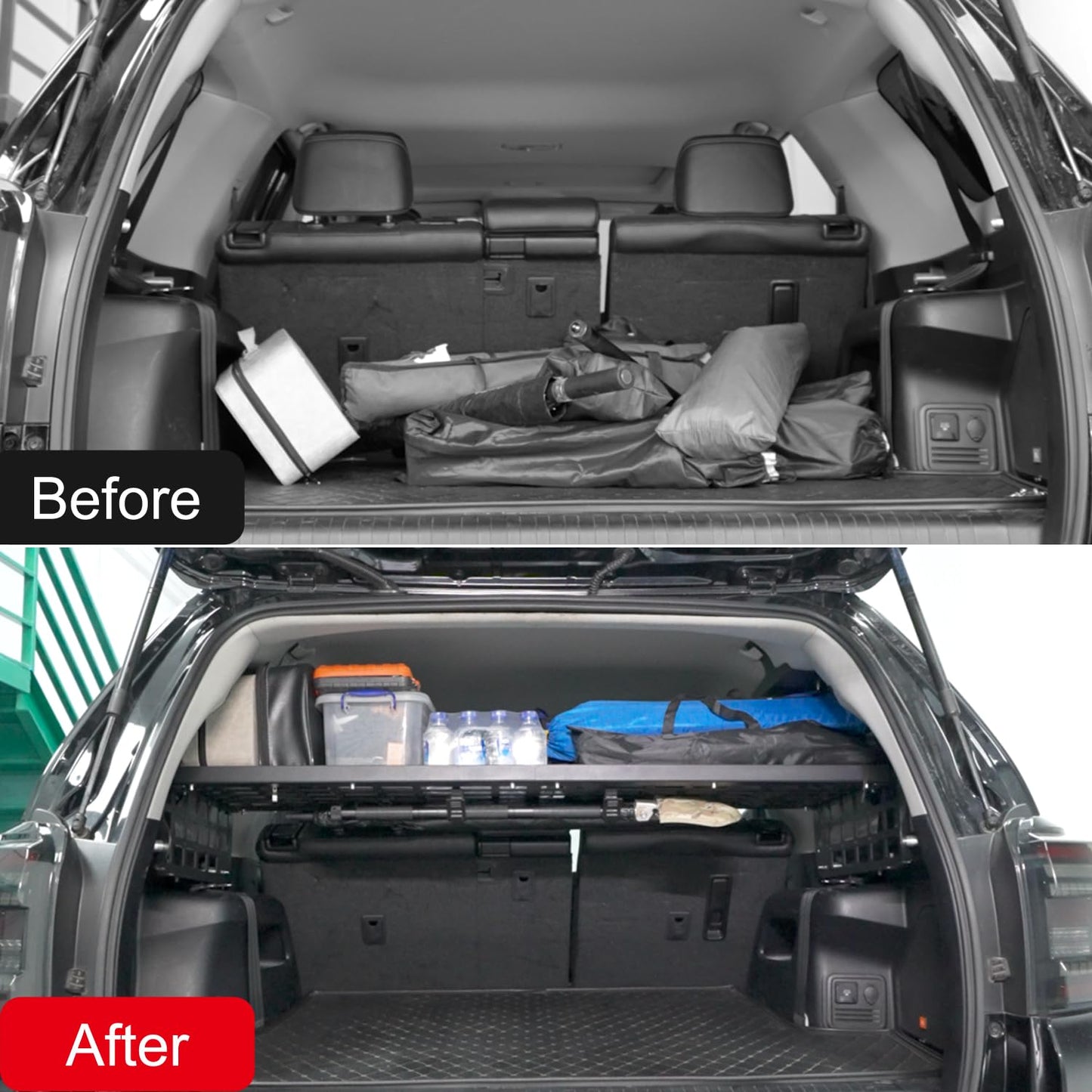 ITrims Rear Cargo Rack Basket for Toyota 4Runner 2010-2024 Car Accessories Modular Storage Molle Panel Interior Luggage Carrier Trunk Shelf Hanging Boards Organizer Aluminum Alloy (Center+Side)