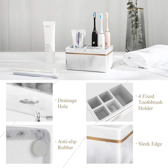 Shinowa Resin Toothbrush Holder, 5 Slots Hygienic Electric Toothbrush Holder