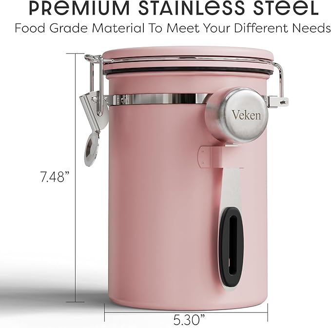 Veken Coffee Canister with Window, Easter Gifts Airtight Stainless Steel