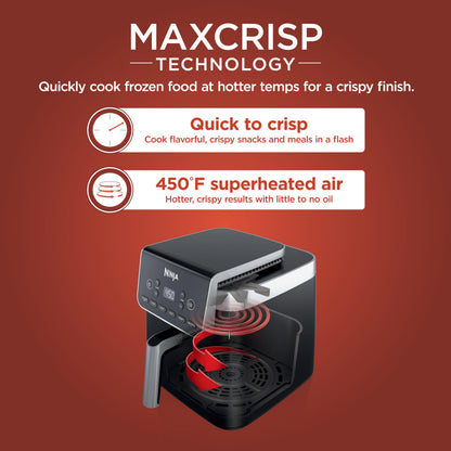 Ninja | Air Fryer | 4 QT Capacity | 4-in1 Roast, Crisp, Roast, Reheats, & Dehydrates | Dishwasher Safe Parts | Includes 20 Easy & Healthy Recipes | Compact | Grey | AF101