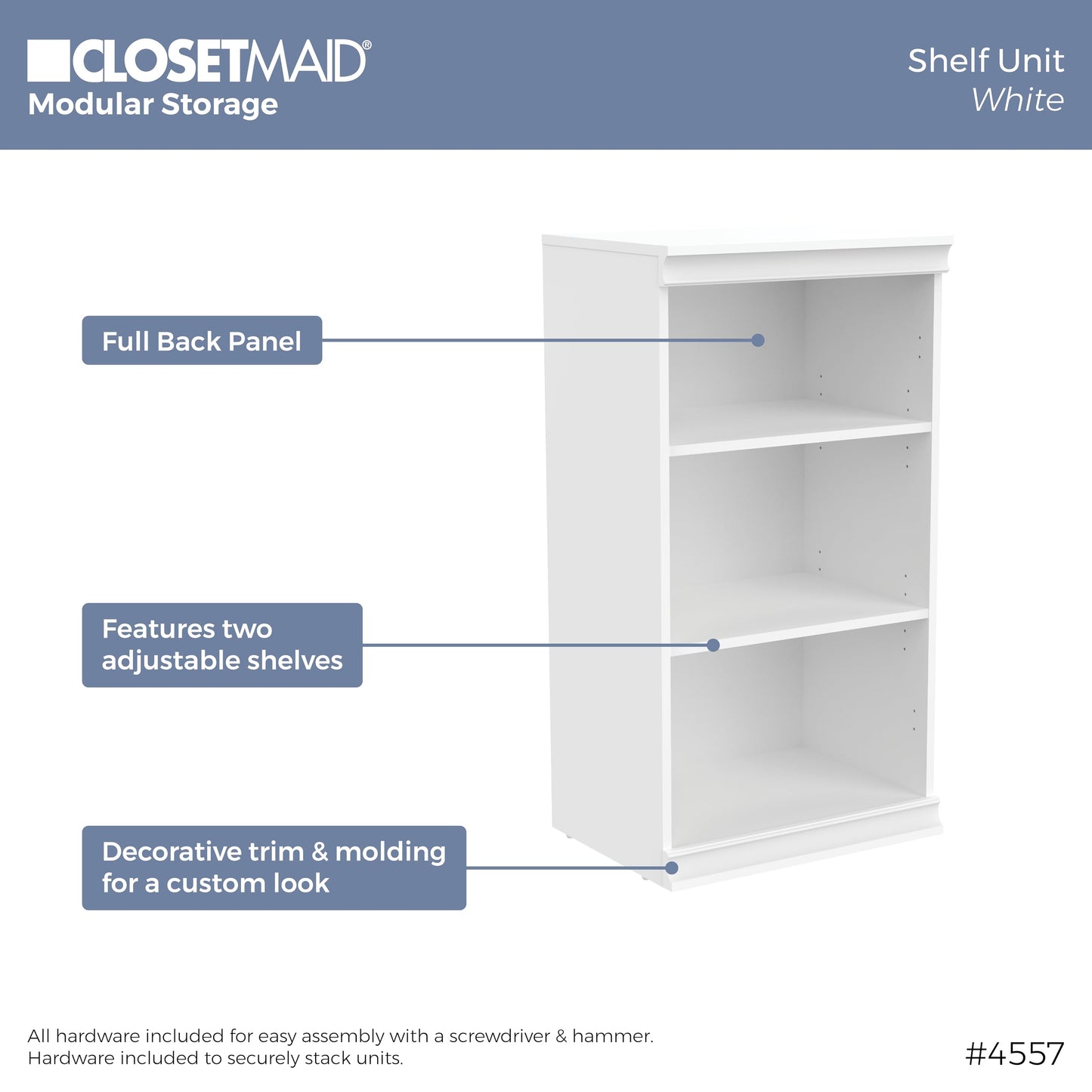 ClosetMaid Modular Storage 21.38-inch W 3-Shelf Storage Cabinet with Doors, White