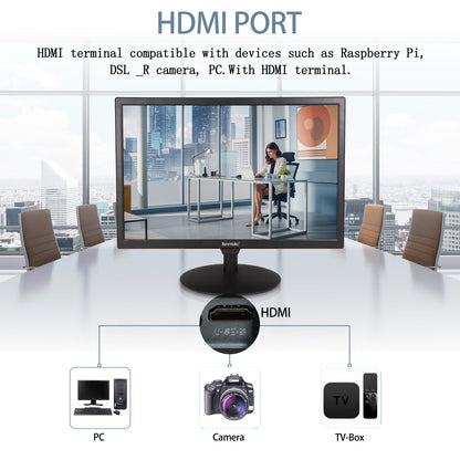 Benmiuko 22 inch Monitoring Display Screen Security Camera Monitor LCD Multi Functional Interface HDMI, BNC, VGA, AV, USB Input CCTV Computer Monitors Built in Speaker 1920x1080 Full HD