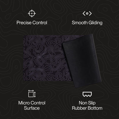 Higround BLACKICE XL Topograph Gaming Mousepad, Cool Medium Speed Desk Mousepad, Computer Mouse Mat, Flat Stitched Edge, Full Range of Motion, Non-Slip Rubber Base, Perfect for Gamers & Office Use