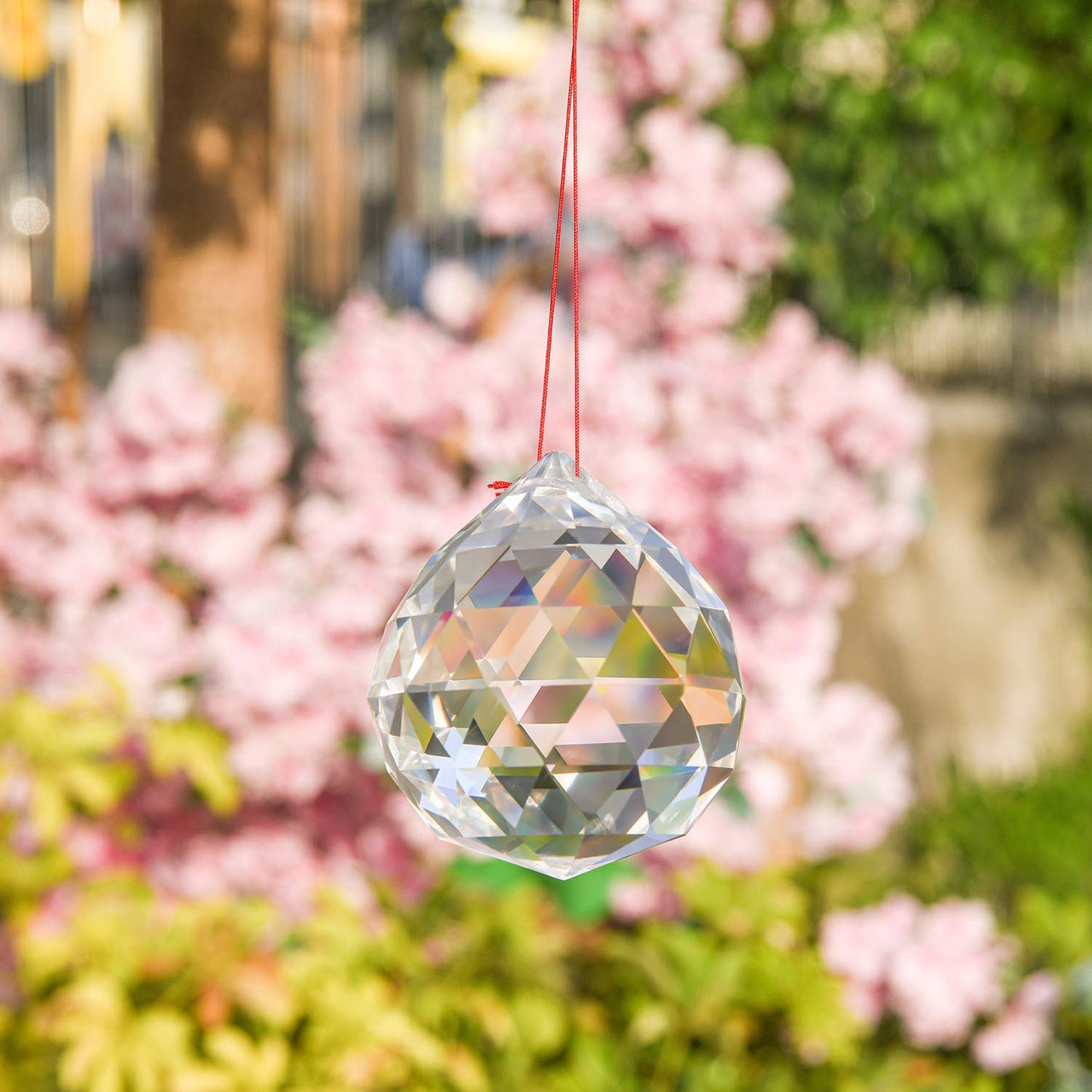 2 Pieces 80mm/3.15 Inch Clear Cut Crystal Prisms Suncatcher,Hanging Rainbow Pendants Glass Sphere Faceted Gazing Ball for Home Décor,Office,Garden Decoration,Super Sparkly and Flawless