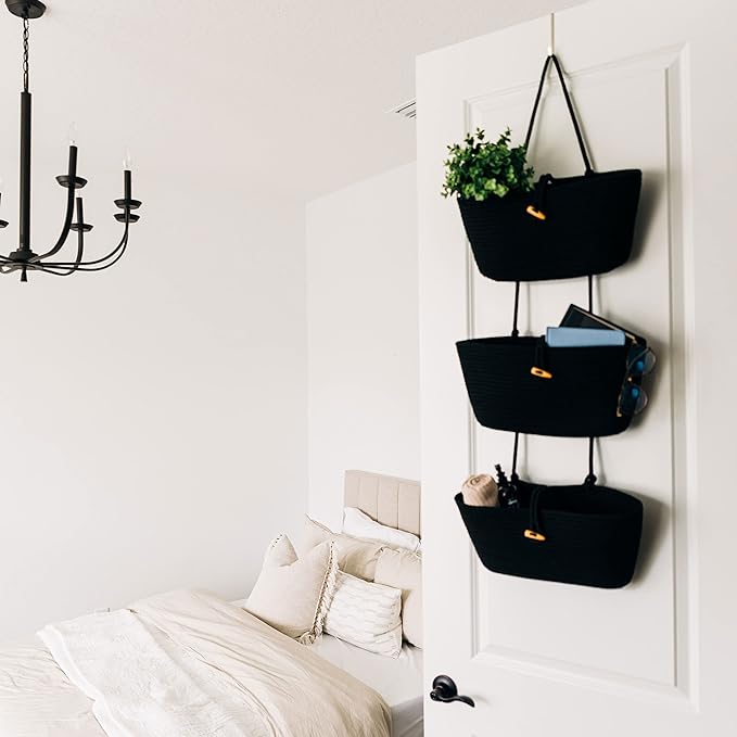 OrganiHaus Black Hanging Wall Baskets