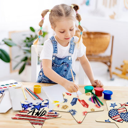 Large Size 12" Wooden Star Ornaments to Paint, Wooden DIY Blank Unfinished 4th of July Door Sign Wreath Door Hanging Sign Plaque Crafts Hanging Patriotic Day Independence Day Decorations 3PCS