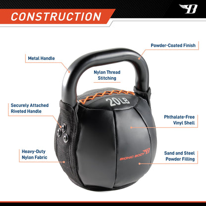 BIONIC BODY by Marcy Soft Kettlebell with Handle for Weightlifting, Conditioning, Strength and core Training