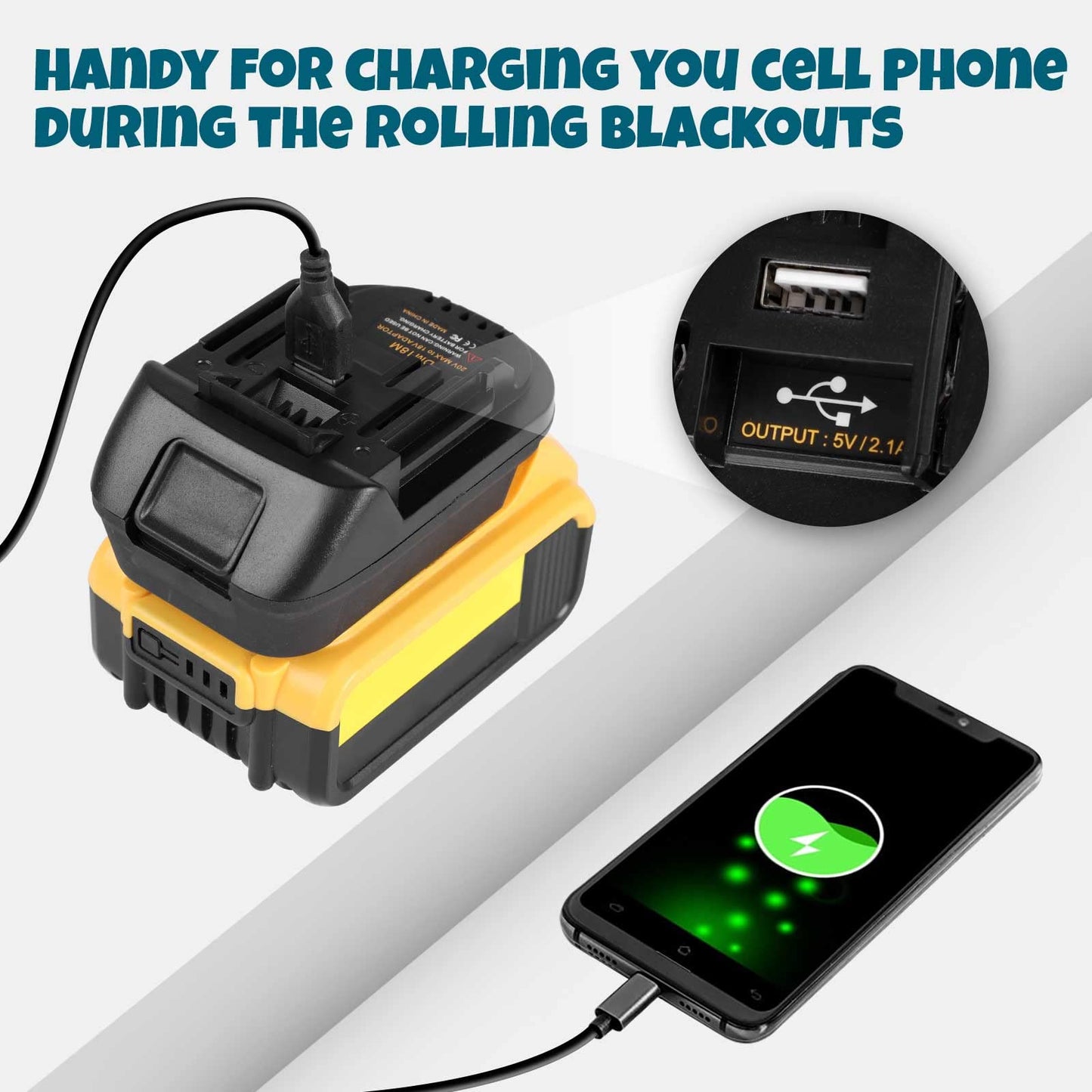 DM18M for Dewalt Battery Adapter for Makita 18V Power Tools, TPDL Convert for Milwaukee 18V or for Dewalt 20V Li-ion Battery to Makita Tool with USB Port
