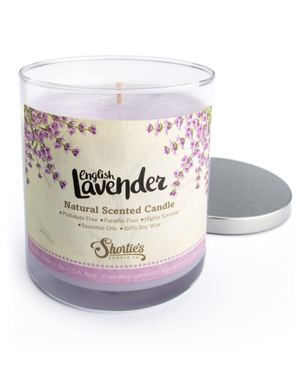 English Lavender Scented Natural Soy Candle, Essential Fragrance Oils, 100% Soy, Phthalate & Paraben Free, Clean Burning, 9 Oz.