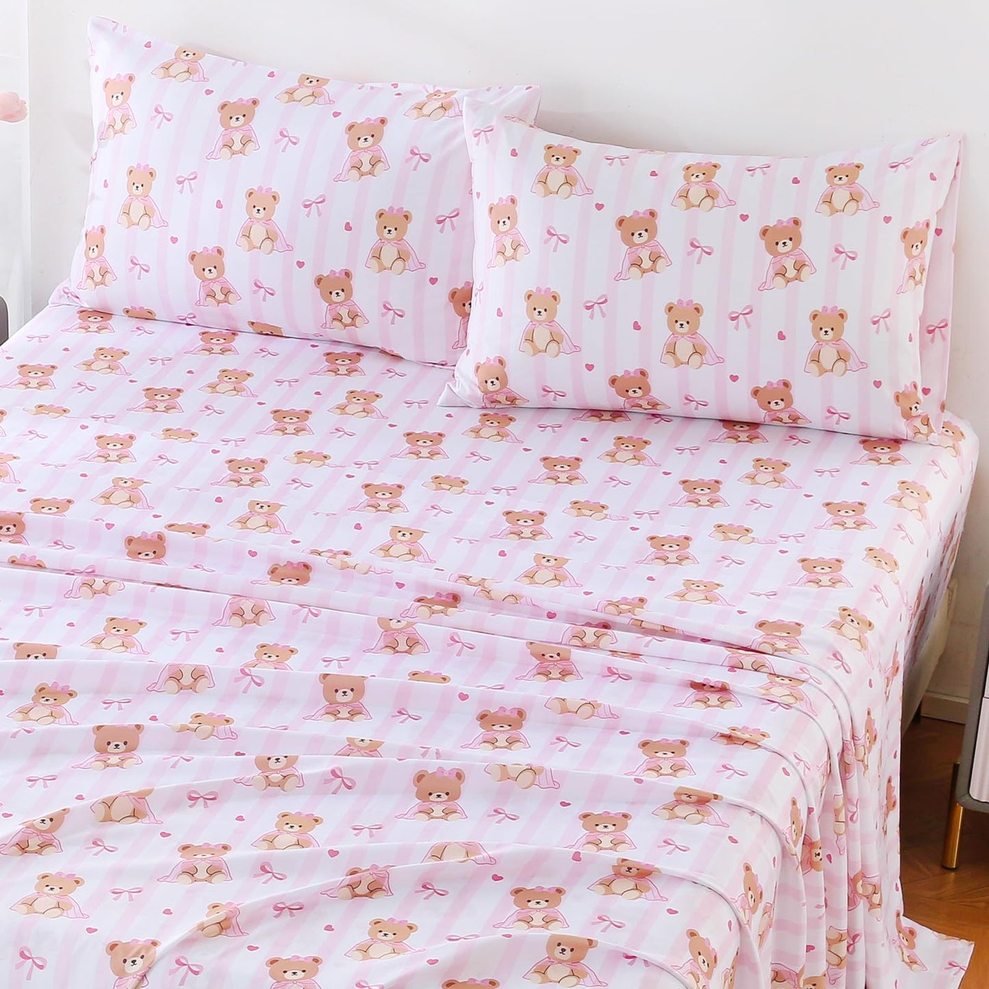 ChicView Queen Sheet Set Kids,4 Pieces Breathable Soft Microfiber Bedsheets for Child Boys Girls, Anti Pilling Deep Pockets Easy Care Bed Sheets, Teddy