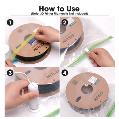 eSUN Upgrade Vacuum Kit, 10pcs 3D Printer Filament Vacuum Compression Storage Bag with USB Pump, Reusable Filament Moisture Proof Dry Vacuum Sealed Bag for Spool Storage
