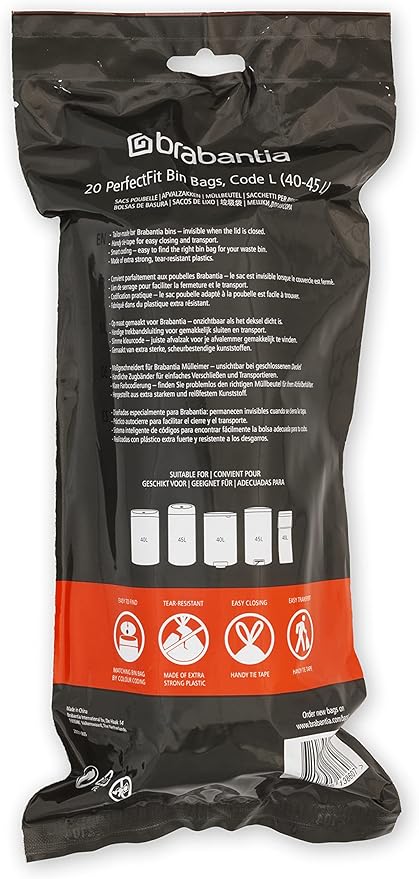 Brabantia PerfectFit Trash Bags Thick Plastic Trash Can Liners