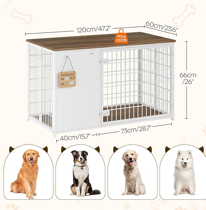 YATINEY Foldable Dog Crate Furniture, 47.2" Dog Crate