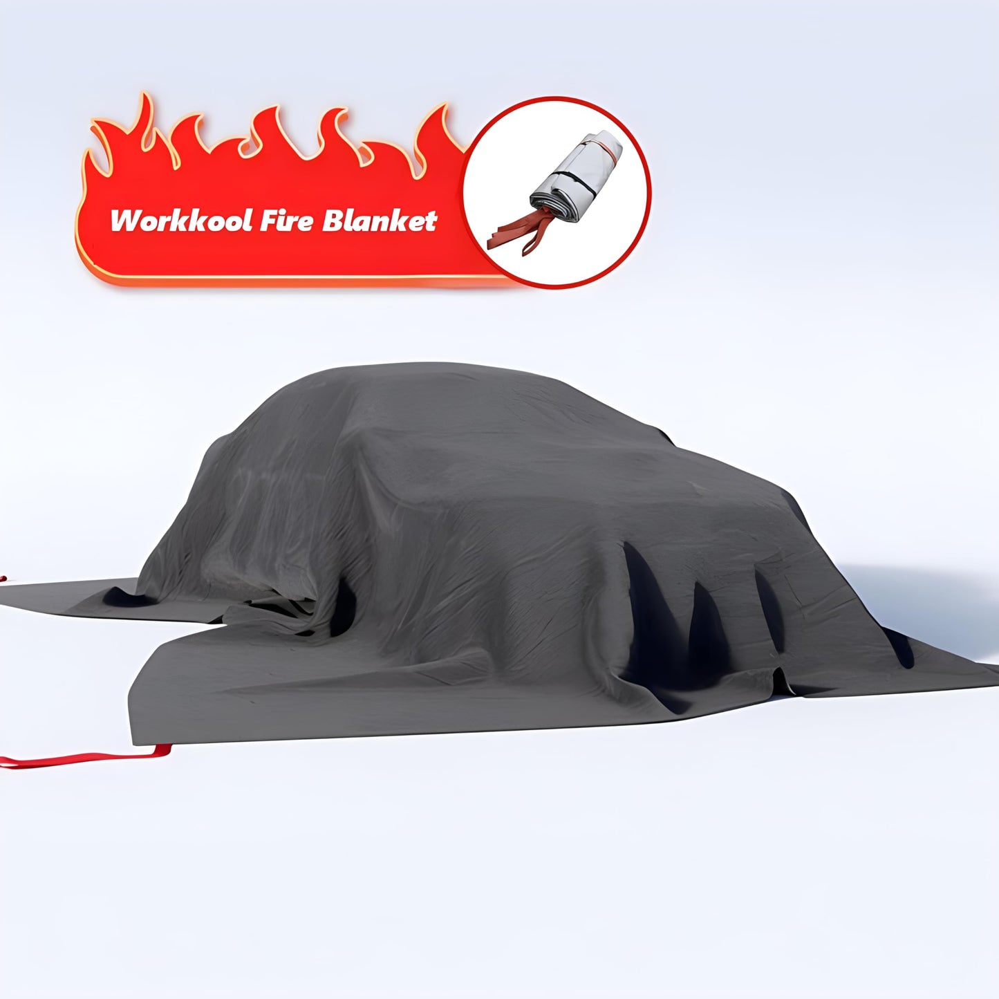 WORKKOOL Emergency Battery Blankets for Car,Fiberglass Fire Extinguisher Blanket,Survival Safety Fire Suppression Blanket for Electric/Fuel Vehicle Accidents with Carry Bag(13.12 * 19.7)