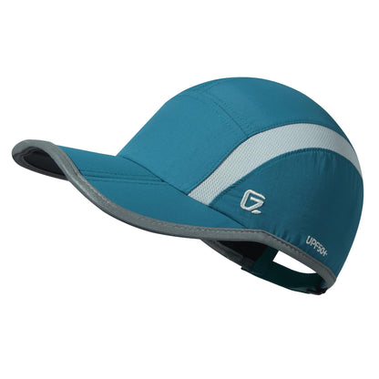 GADIEMKENSD Baseball Cap Nylon Running Cap Outdoor Sports Hat for Men Women Adjustable Quick Drying Reflective Foldable UPF50+ Breath Mesh Water Repellency Race Performance Lightweight Peacock Blue