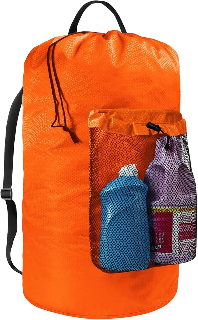 Laundry Bag with Shoulder Straps and Mesh Pocket Laundry Backpack Large