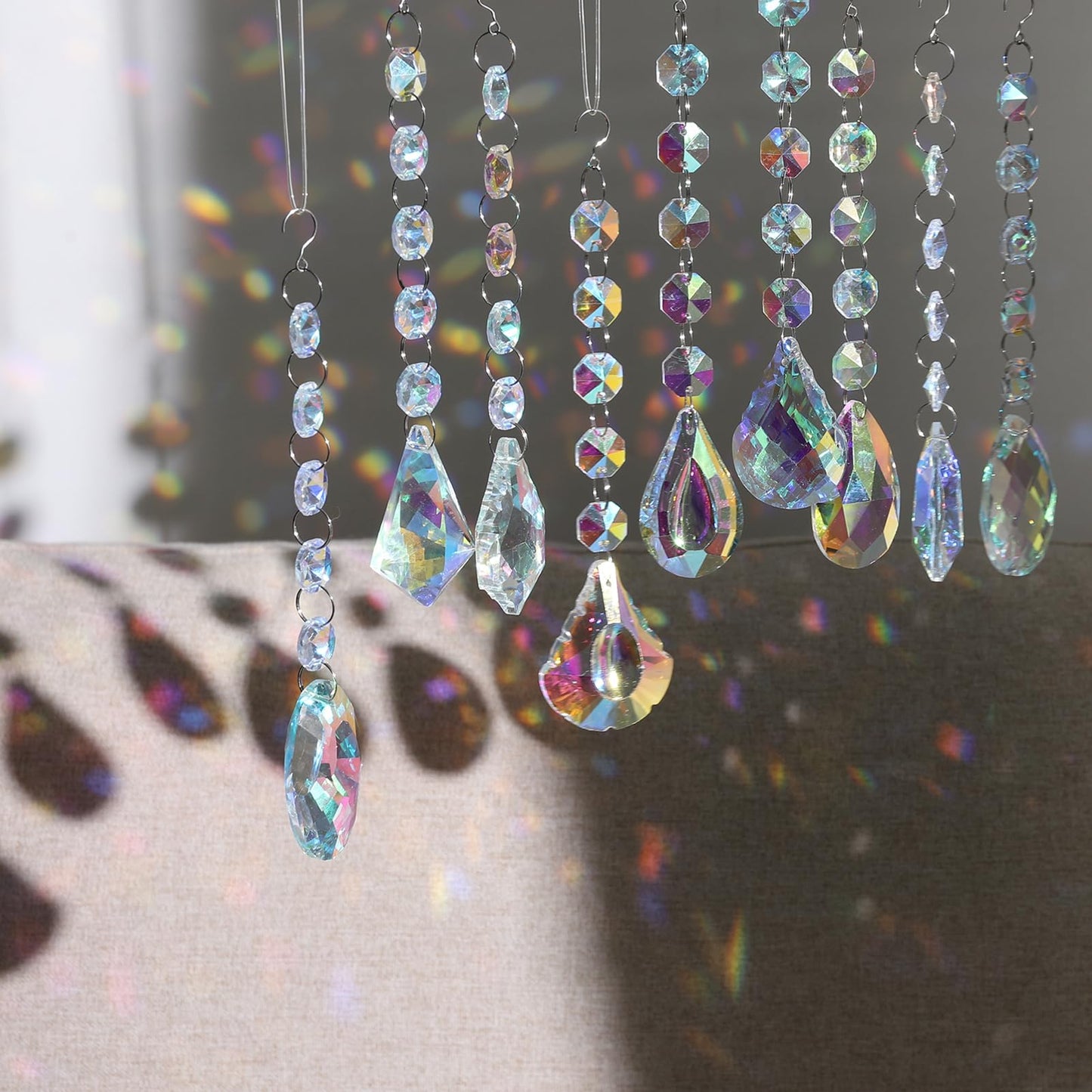XINRUI Crystal Sun Catcher, 9 Pack Hanging Ornament Crystals Balls Prism Rainbow Maker for Home, Office, Garden Decoration, Window Decorations Decor(Crystal)