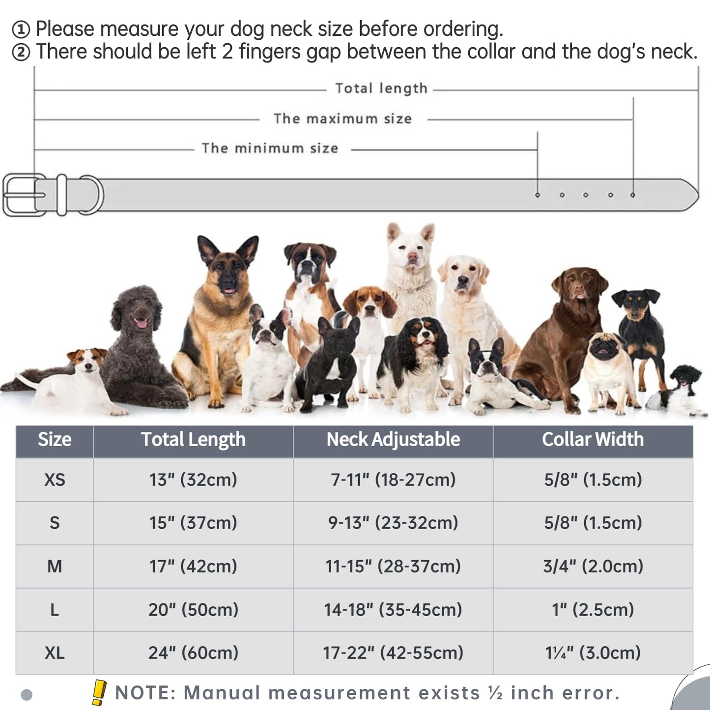 SEOUGEE Genuine Leather Dog Collar Personalised, Soft Padded Leather Dog Collars Heavy Duty with Custom Engraved Name Plate Adjustable for Small Medium Large Dogs (M, Brown 28-37cm)