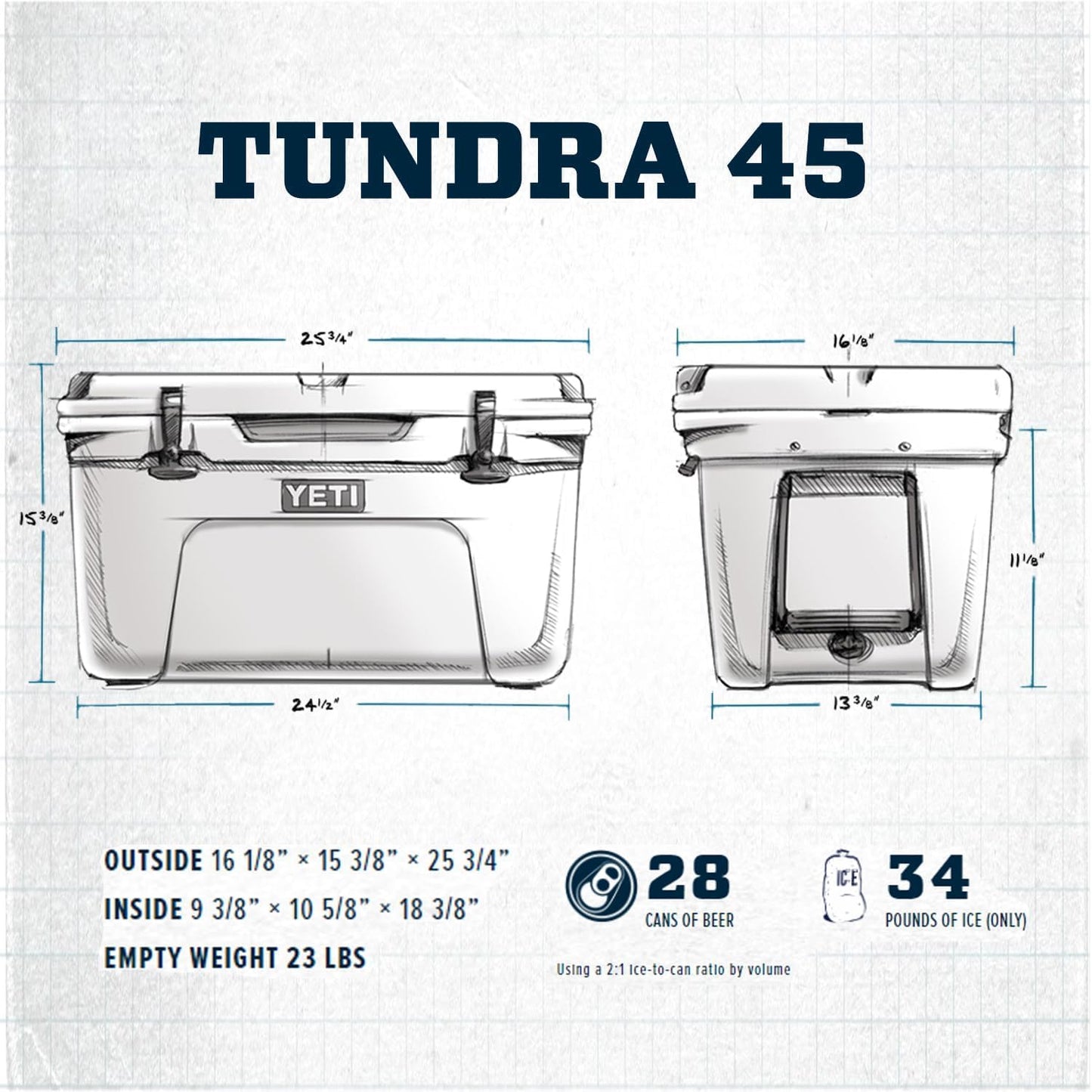 YETI Tundra 45 Cooler, Navy/Rescue Red