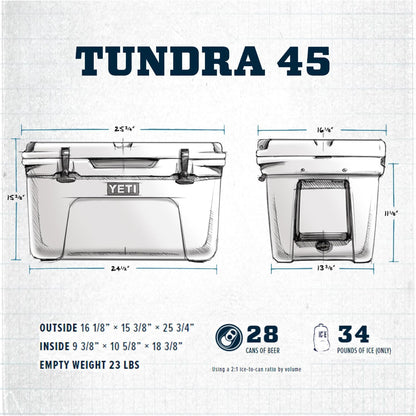 YETI Tundra 45 Cooler, Navy/Rescue Red