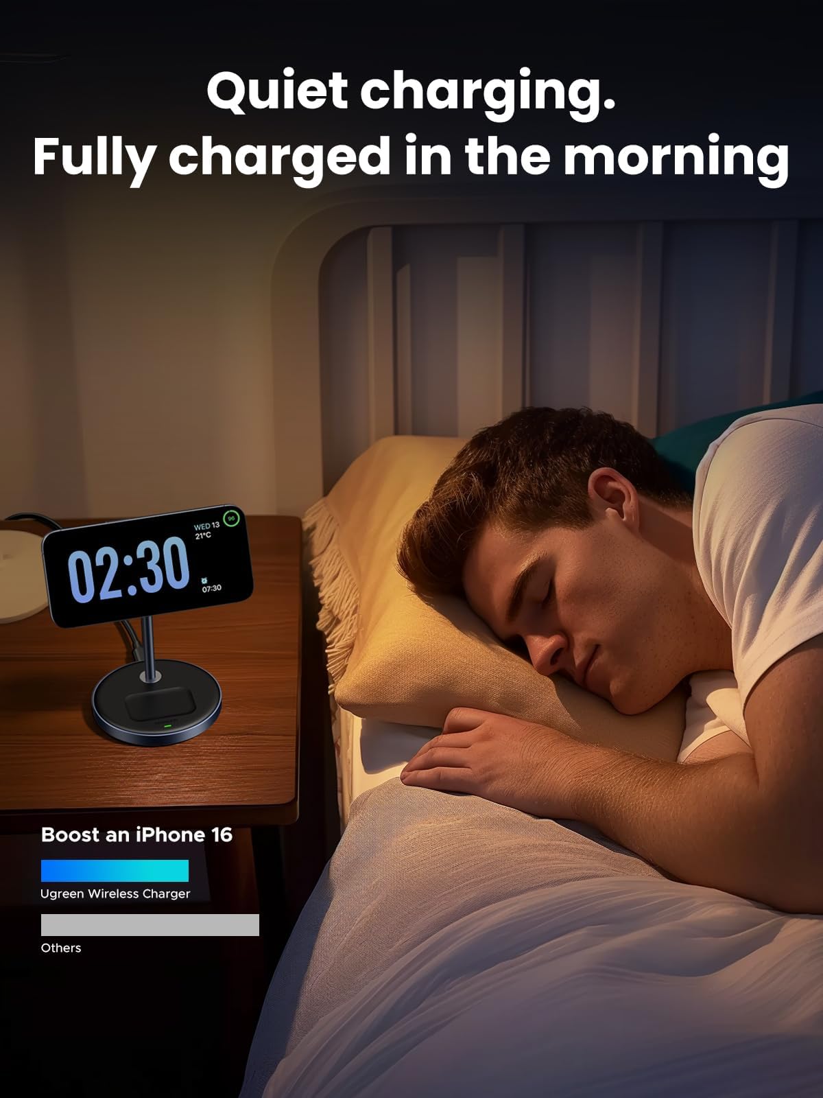 UGREEN MagFlow 2-in-1 Magnetic Wireless Charging Station, Fast Wireless Charger for iPhone 16 15 14 13 12 Series and AirPods, MagSafe Compatible Qi Charging Stand with 3 FT USB-C Cable (No AC Adapter)