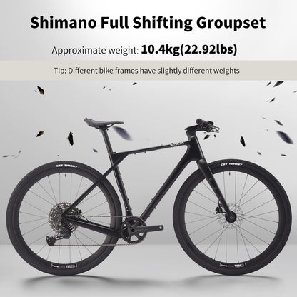 SAVADECK Carbon Gravel Bike - T800 Carbon Frame & Fork | Shimano U6000 11-Speed Groupset | Hydraulic Disc Brakes | 700CX40mm All-Terrain Tires | Men & Women Road/Off-Road Bicycle (Gold, 47cm)
