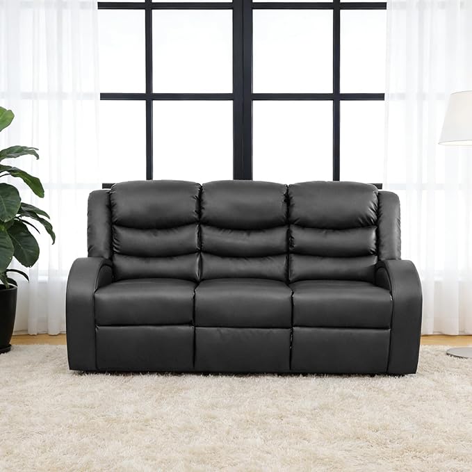 3-Piece Couch Living Room Furniture Sets, Sectional Recliner Sofa Set, Leather