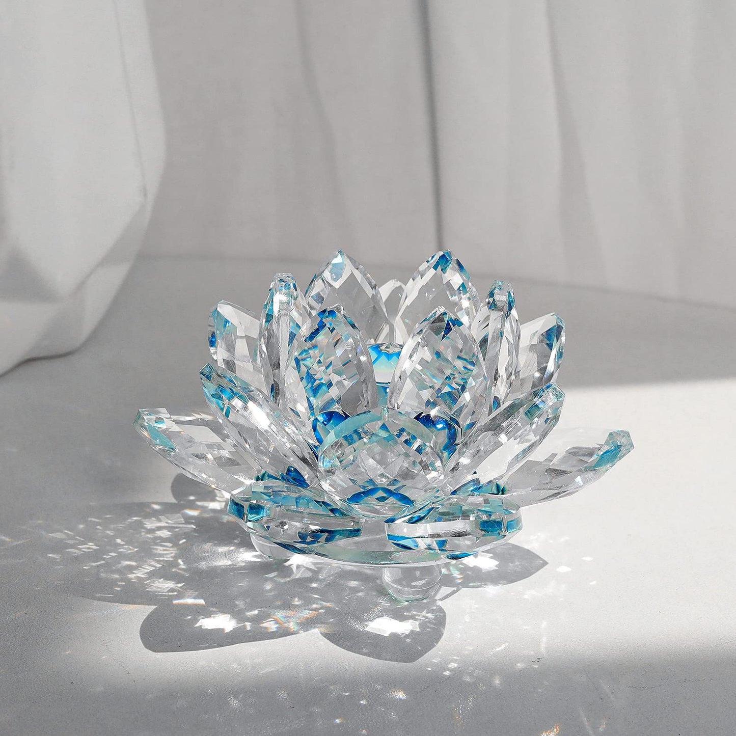 JATYFING 3Inch Crystal Lotus Flower, Blue