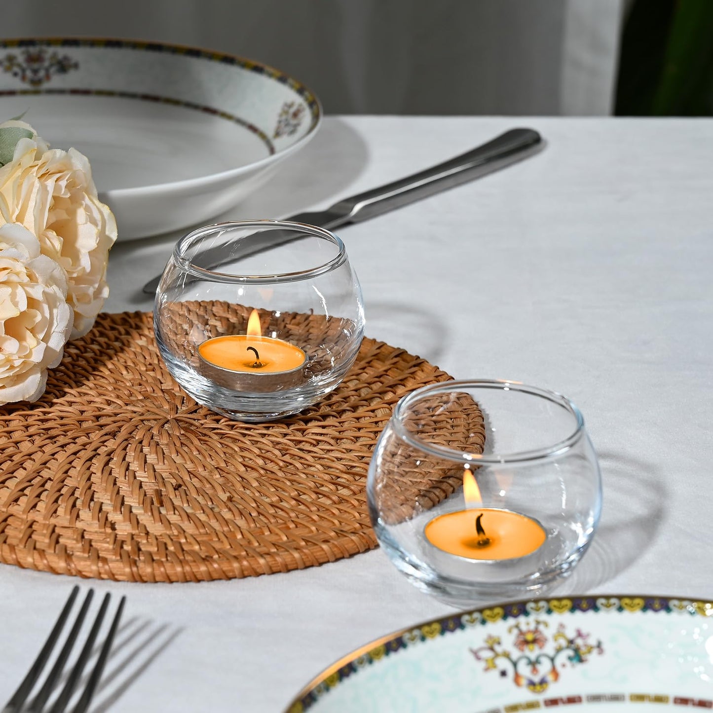 FrutPunch Candle Holder, Glass Candle Holder, Transparent Votive Candle Holders, Can be Used for Engagement, Wedding, Party, Gift Giving and Other Occasions Set of 6