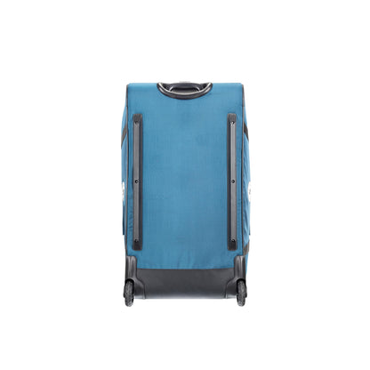 SCUBAPRO Sport 105 Wheeled Dive Bag with Telescopic Double-Bar Tow Handle, Carry Handles and Double Duffel Straps for Scuba Diving Gear, Denim Blue Color Fabric