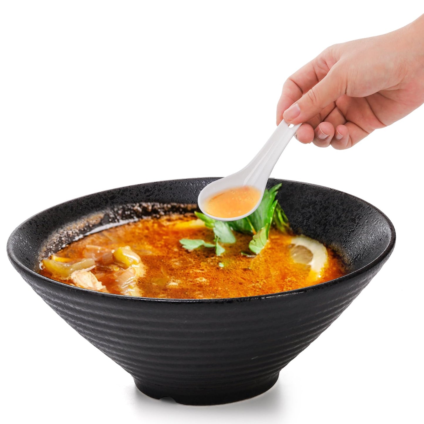 Yopay 24 Pack Soup Spoon Ceramic Asian Ramen Spoons, 5 Inch Small White Porcelain Spoons, Dessert Spoon for Kids Adults Appetizer Wonton Dumpling Miso Pho Macaron, Dishwasher Safe, Oven Safe