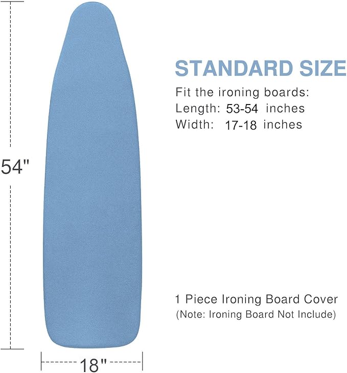 Ironing Board Cover and Pad 18x54, Thick Padding, Elastic Edge, Silicone Coated