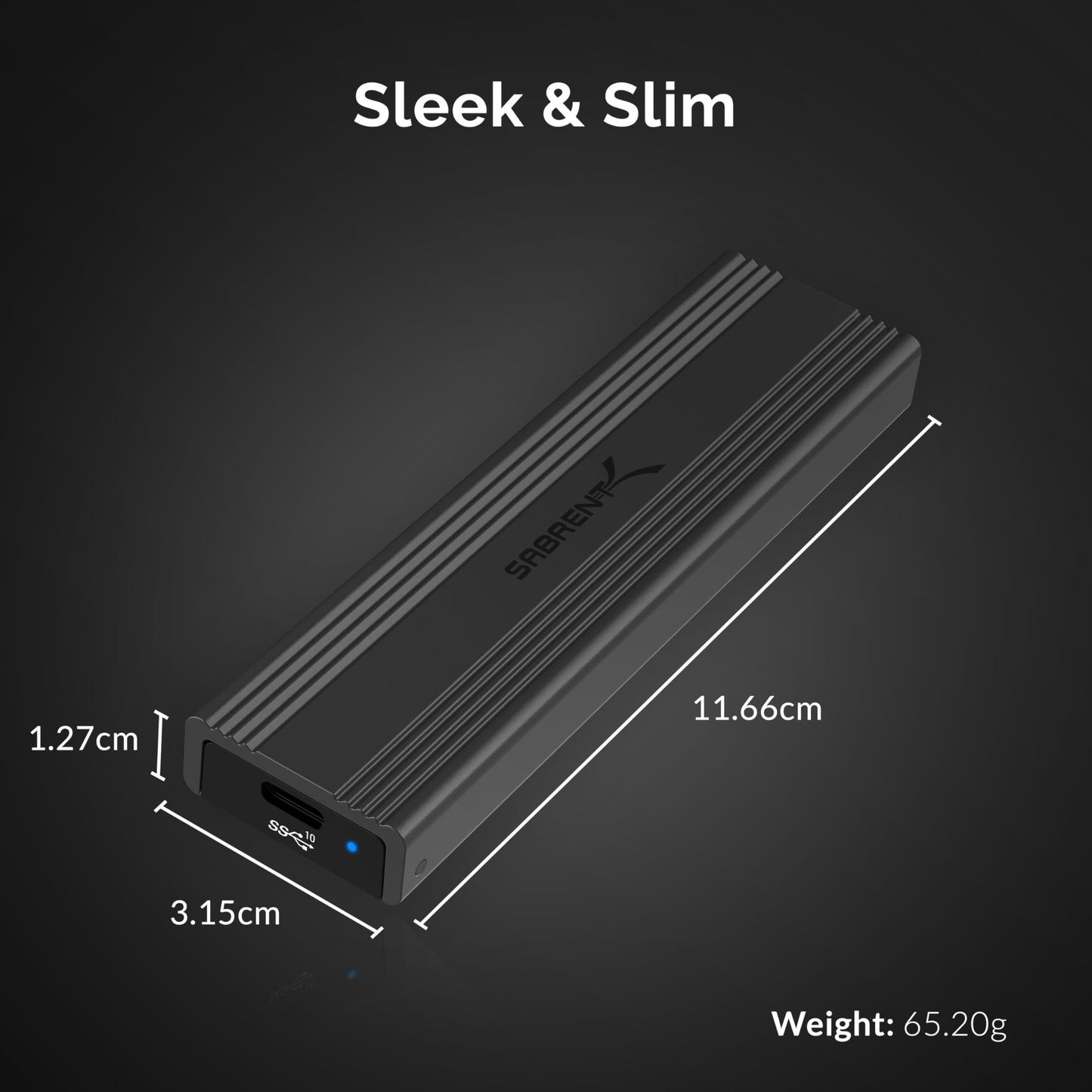 SABRENT M.2 NVMe Enclosure, Tool Free NVMe and SATA, 10Gbps External SSD Enclosure, Reusable Thermal Pad, Compatible with 2230 2242 2260 2280 (EC-SNVE)