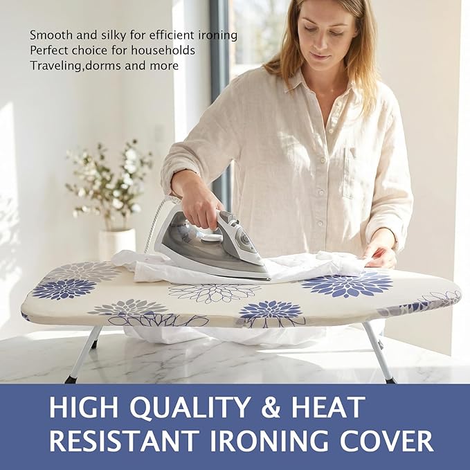 SheeChung 12.5"x32" Small Ironing Board Cover and Pad, Fits Mini Table Top