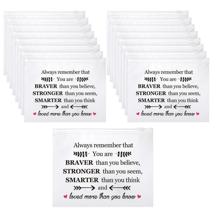 Reginary 50 Pcs Inspirational Gifts Bulk for Women Cosmetic Bag EVA Makeup Bag with Zipper for Birthday Employee Coworker Colleague Staff Encouragement Motivational Presents(You Are Braver)