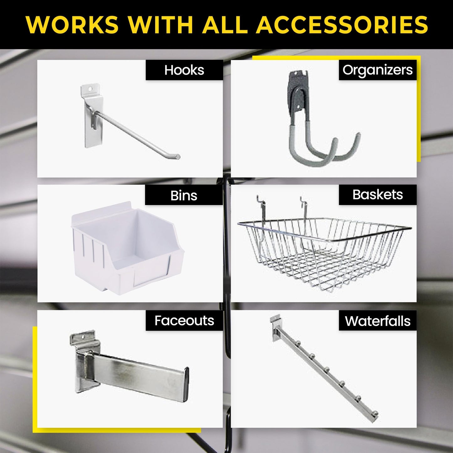 Heavy Duty 4'H X 4'W PVC Garage SlatWall Storage System (with Endcaps & Screws) - Modular Slat Wall Paneling for Garage Wall Organizer - Interlocking SlatWall Panels for Home & Commercial Use (Grey)