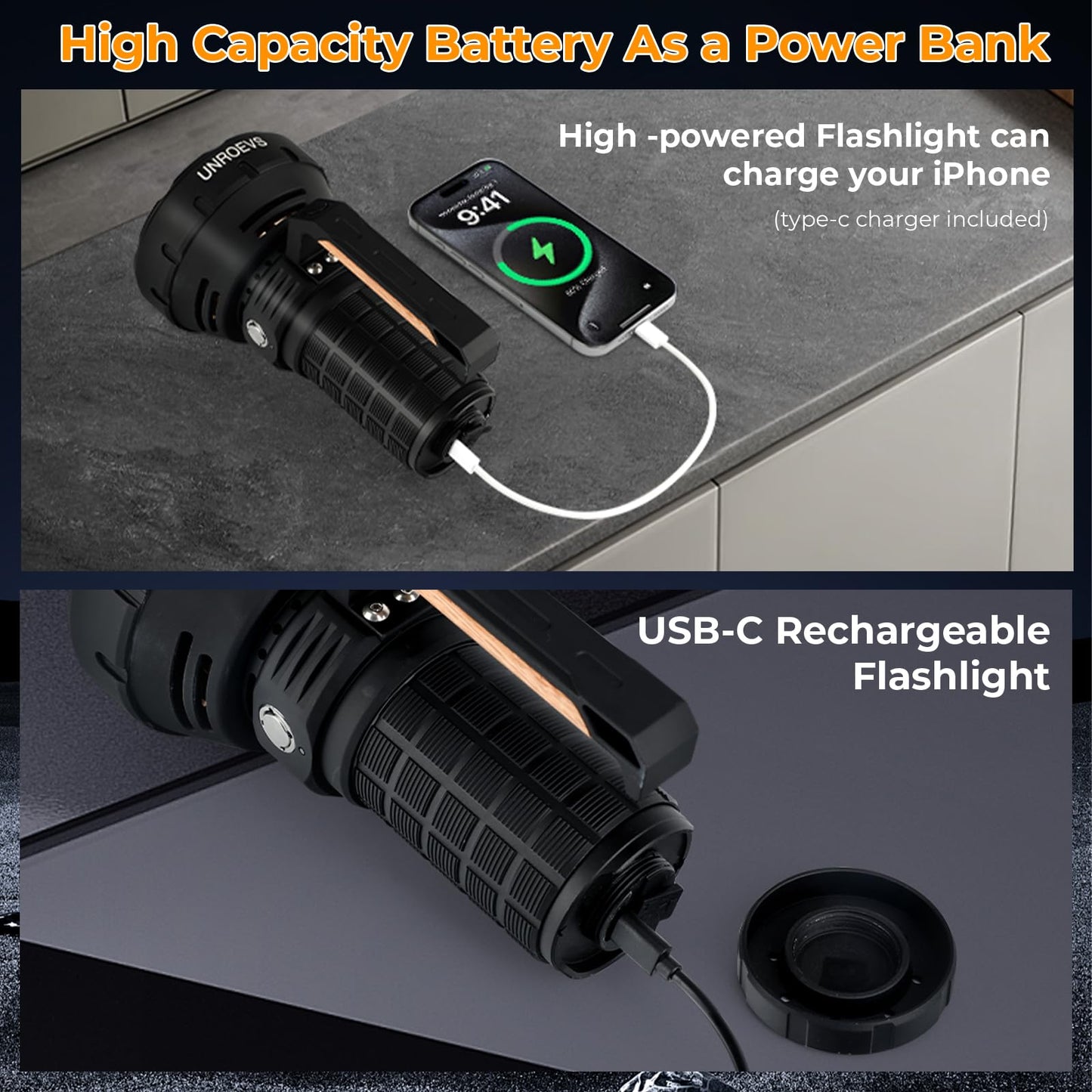 W322-1 Brightest Flashlight 58000 Lumens,Super Bright Flashlight with 16 pcs Cree XHP50.3 LEDs,High Powered Flash Light Long Beam 1715 Meters,Most Powerful Light for Caving,Search,Rescue .(Small)