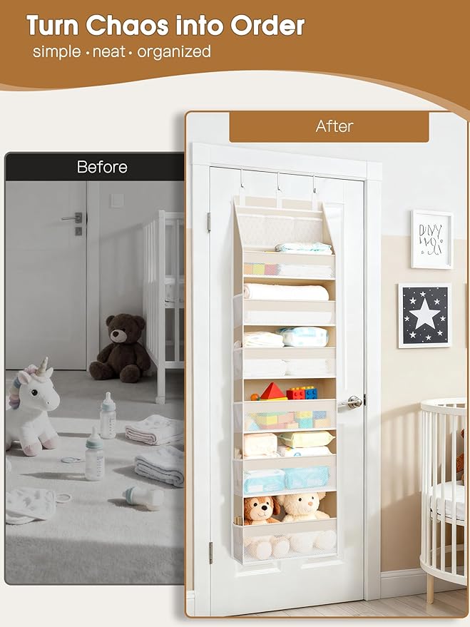 Criusia 2 Pack Over the Door Organizer, 6-Shelf Closet Hanging Storage