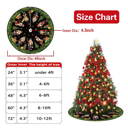 Nutcracker Christmas Tree Skirt 48 Inch Christmas Nutcracker Tree Collar New Year Winter Xmas Tree Decor Nutcracker Christmas Decorations for Home Party