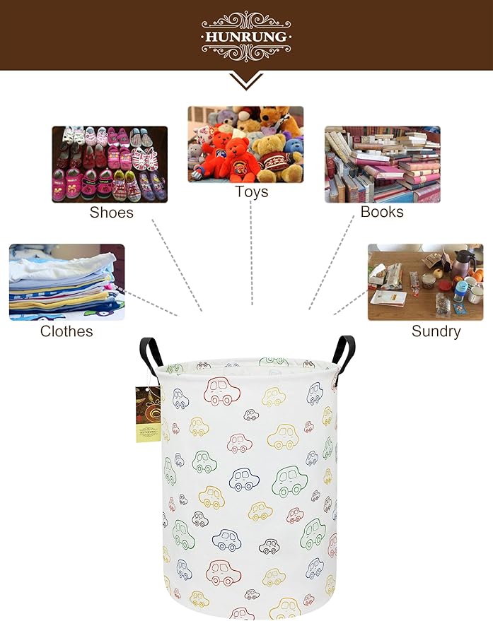 HUNRUNG Laundry Hamper, Large Canvas Fabric Lightweight Storage Basket Toy