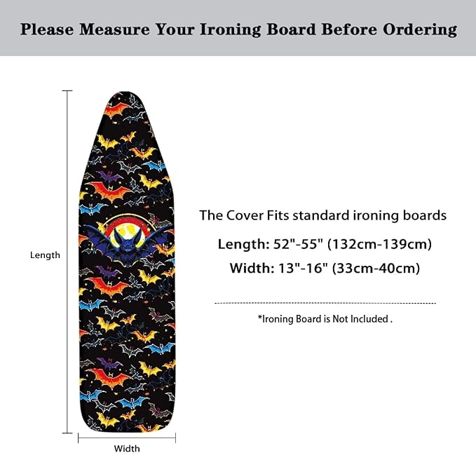 Halloween Bats Iron Board Cover Thick Soft Halloween Ironing Board Cover and