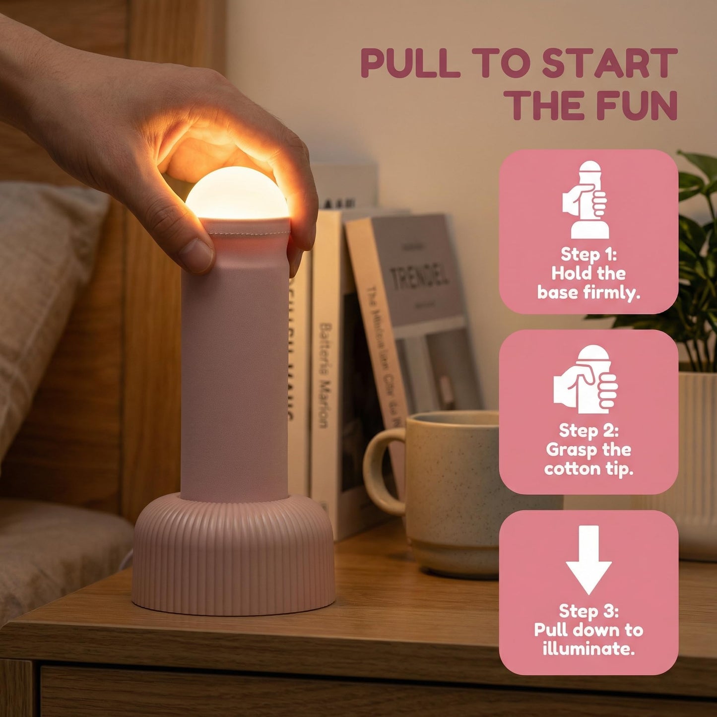 SMOOTHWIND Funny Night Light, Adult Gag Gift, Rechargeable Creative Column LED Lamp, Bedside Lamp for Bedroom, Weird Nightlight, Prank Decoration, Party Humor, Birthday White Elephant(Pink)