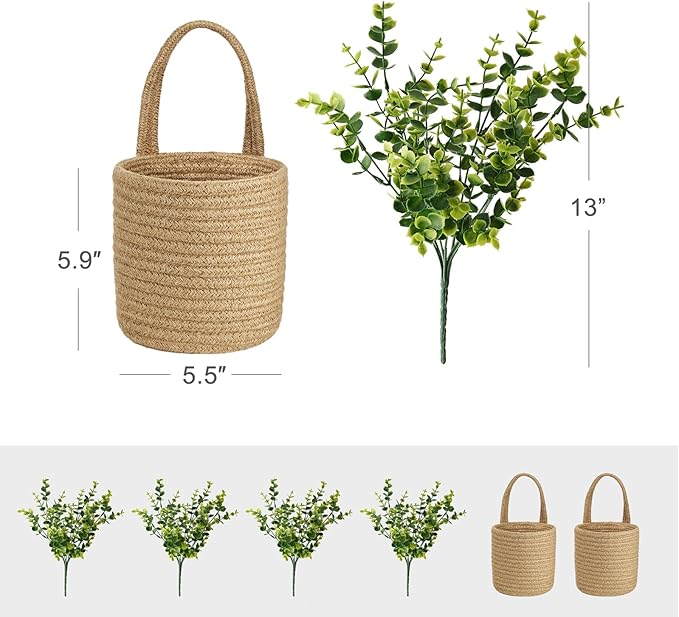 Dahey 2 Pack Wall Hanging Rope Basket