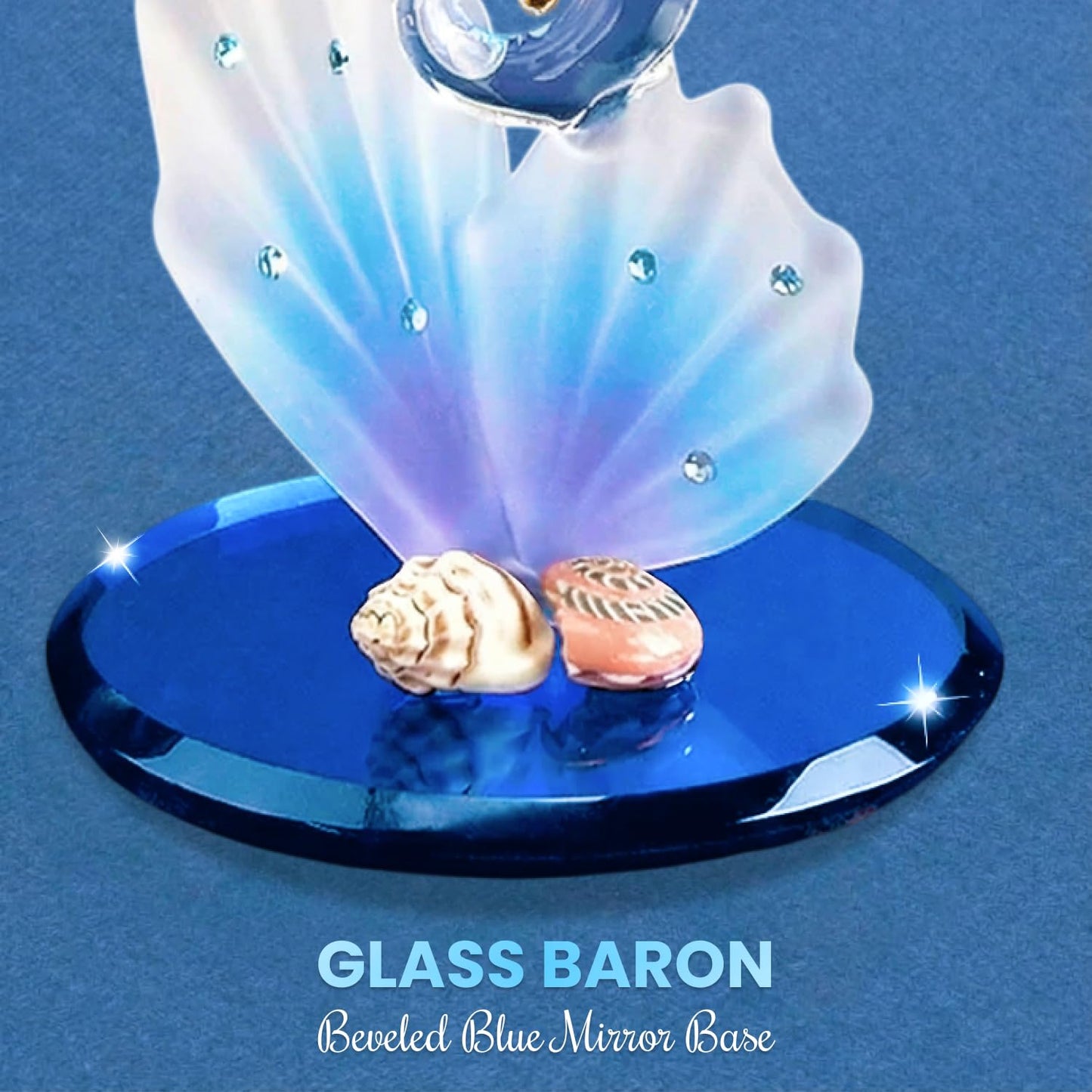 Glass Baron Sea Horse on Blue Coral Figurine