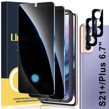 UniqueMe [2+3 Pack Compatible with Samsung Galaxy S21 5G - 6.2 inch Tempered Glass + Camera Lens Protector Screen Protector with Easy Installation Frame[9H Hardness]
